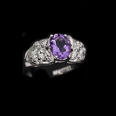 Bild 1 von Reizender 925 Silber Ring mit Violettem 9 x 7 mm Afrika Amethyst  GR 60
