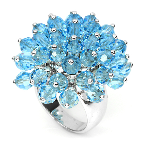 Bild 1 von Top Design! 925 Silver Ring with Light Blue synth. Crystals, SZ 6.5 (Ø 17 mm)