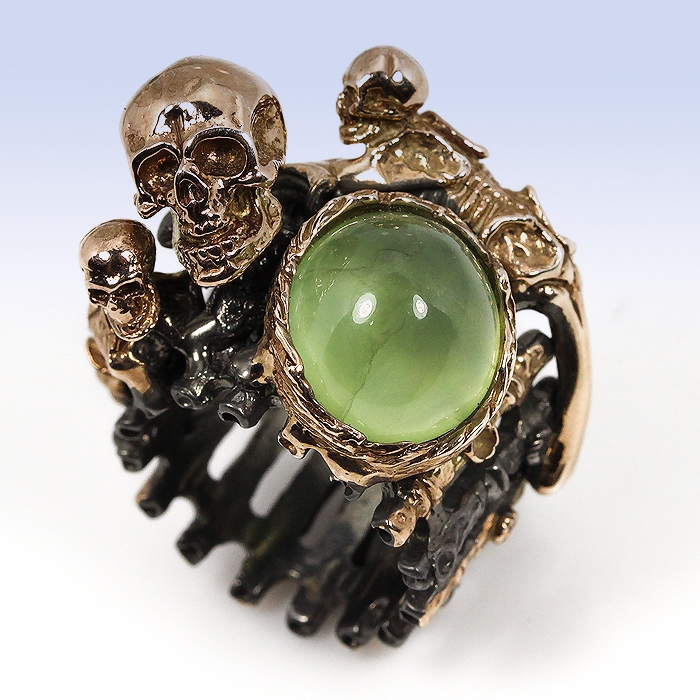 Bild 1 von Unicum! 925 Silver Fine Art Designer Ring with genuine green Africa Prehnite