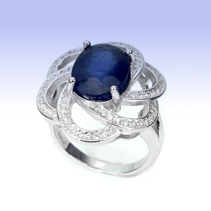 Bild 1 von 925 Silver Ring with genuine Royal Blue Africa Sapphire SZ 5,5 (Ø 16.2 mm)