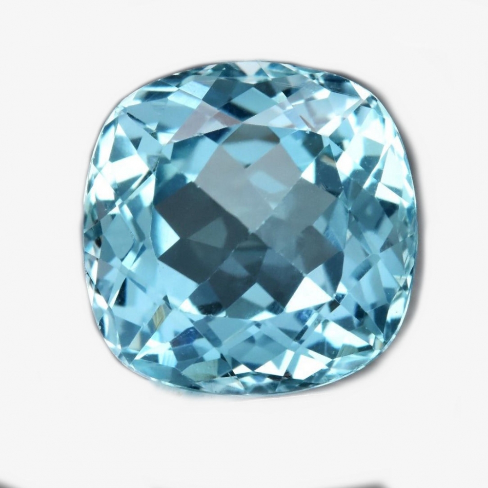 Bild 1 von 6.60 ct. Augenreiner 10.7 x 10.7 mm Cushion Sky Blue Topas.
