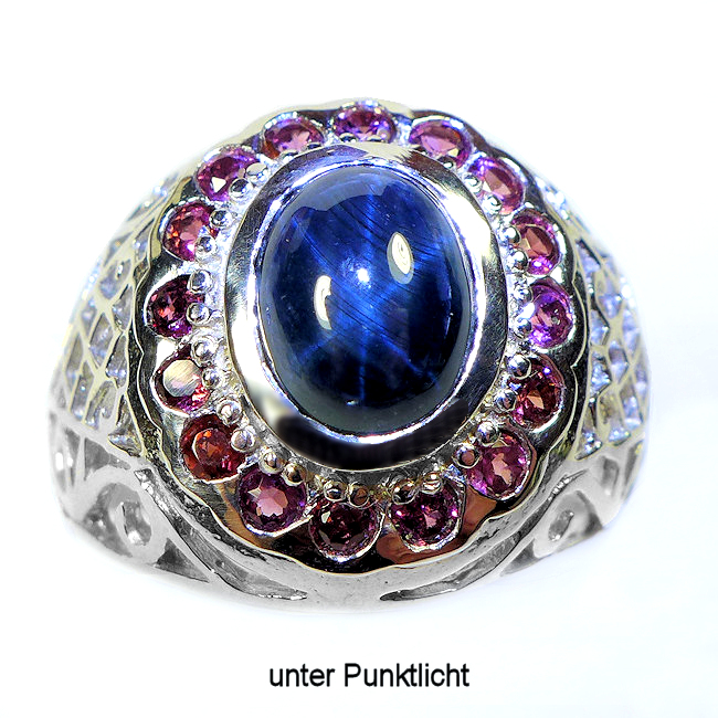 Bild 1 von Antikstyle 925 Silver Ring with Blue Star Star Sapphire, Z 9.25 (Ø 19.2 mm)
