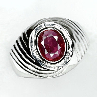 Bild 1 von Prächtiger  925 Silber Ring mit echtem 9x7 mm Mosambik Rubin GR 56