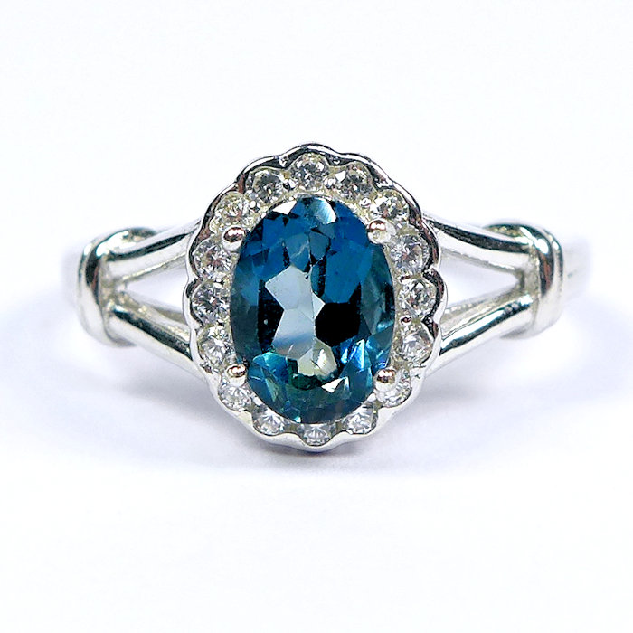 Bild 1 von Nice 925 Silver Ring with Brazil London Blue Topaz, SZ 6 (Ø 16.5 mm)