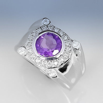 Bild 1 von 925 Silber Ring mit echtem Violetten Brasilien Amethyst GR 56  (17,8)