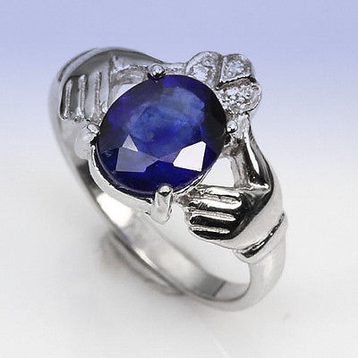 Bild 1 von 925 Silber Ring mit echtem Royalblauen Afrika Saphir GR 53 (Ø16,8 mm)