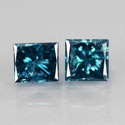 Bild 1 von 0.25 ct. Fine Pair Fancy Blue Princess-Cut Diamonds, SI3
