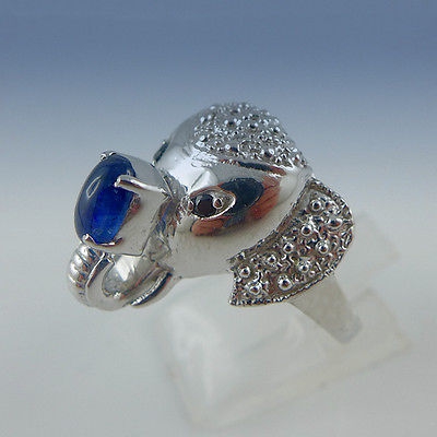Bild 1 von 925 Silber Elefanten Ring mit echtem Saphir & Spinell Edelsteinen GR 56