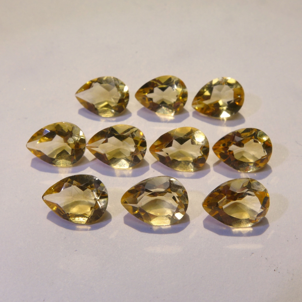 Bild 1 von 9.97 ct VVS! 10 Stück 8 x 6 mm Brasilien Citrin Tropfen
