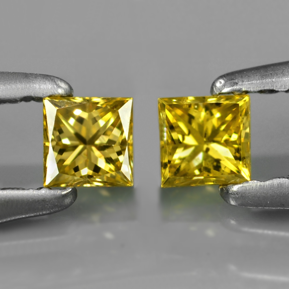 Bild 1 von 0.29 ct. Noble Pair Fancy Yellow 2.9mm Princess Cut Diamonds, SI-1