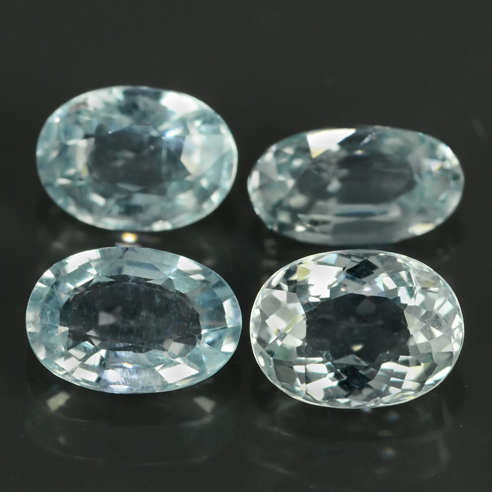 Bild 1 von 3.21 ct. 4 piece oval Greenish Blue Aquamarine Gemstones