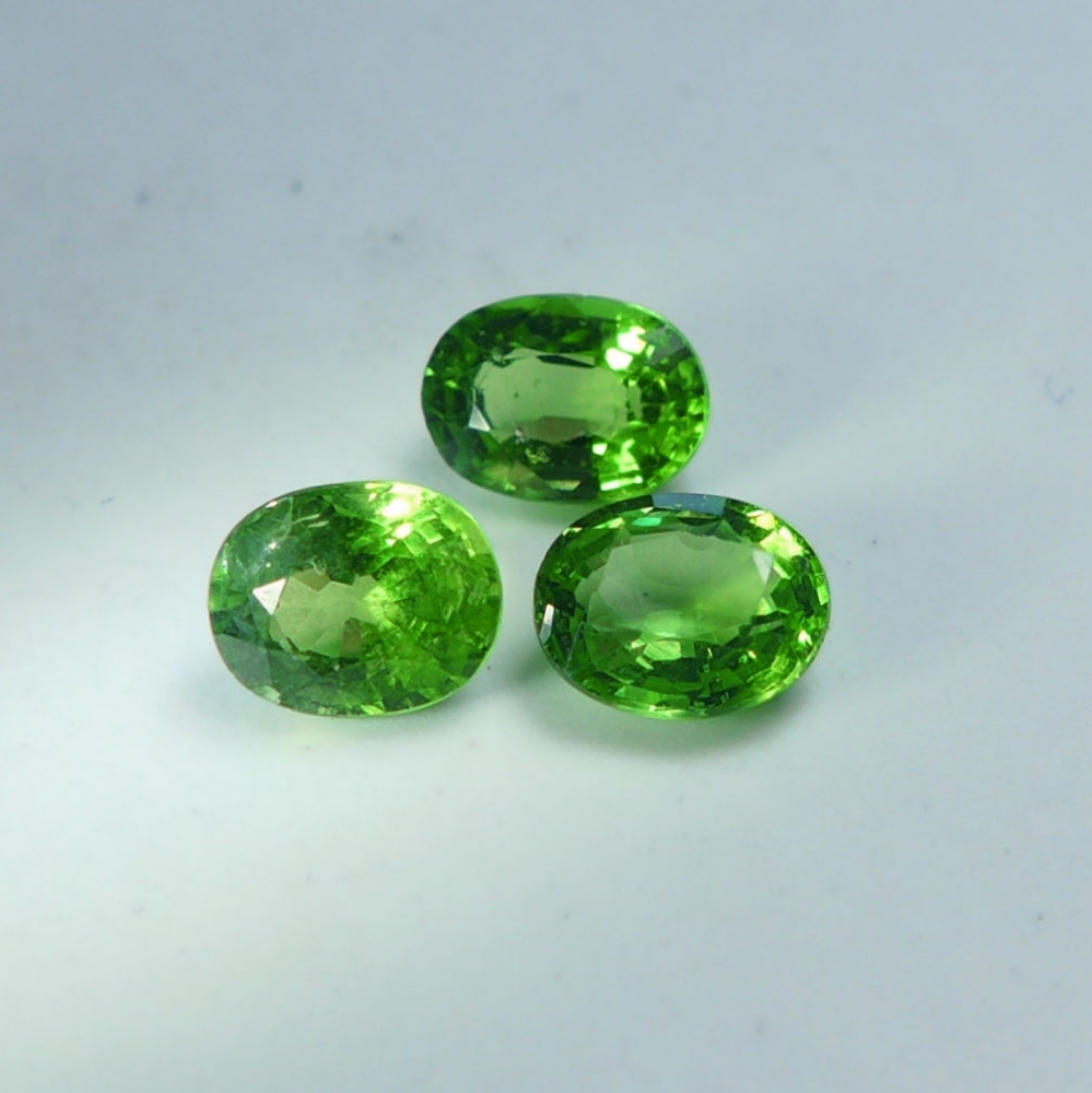 Bild 1 von 1.55 ct. 3 pieces oval natural  5.5 x 4.5 mm Chrome Diopside Gems