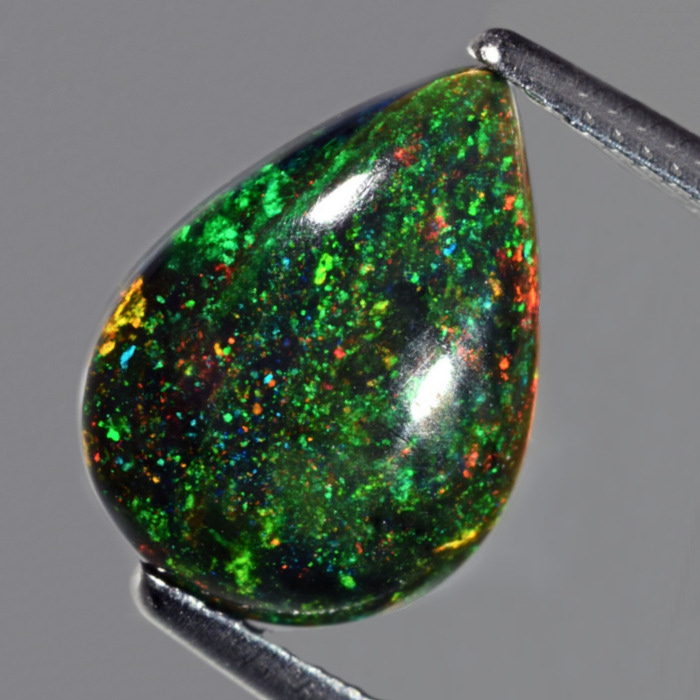 Bild 1 von 1.39 ct. Fine Black 10.8 x 8 mm Ethiopia Crystal Opal, Pear Cabochon