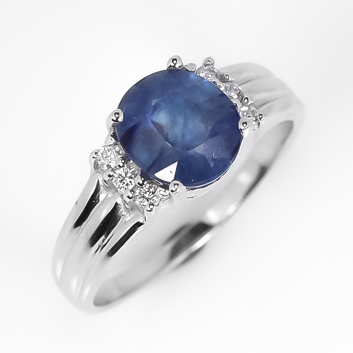 Bild 1 von 925 Silver Ring with Cornflower Blue Madagascar Sapphire, GR 59.5 (Ø19 mm)