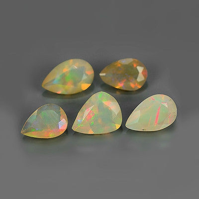 Bild 1 von 2.13 ct  5 Stück edle facettierte Multi-Color Opal Tropfen aus Yita Ridge