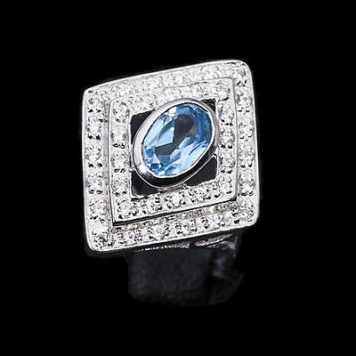 Bild 1 von Hübscher 925 Silber Ring mit echtm Sky- Blue Topas aus Brasilien GR 57