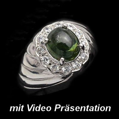 Bild 1 von Prächtiger 925 Silber Ring mit ovalem Afrika Cabochon Saphir  GR 54