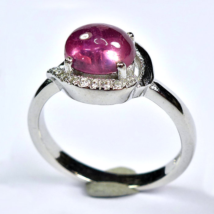 Bild 1 von 925 Silver Ring with Mozambique Cabochon Ruby, Size 7.25 (Ø 17.7 mm)