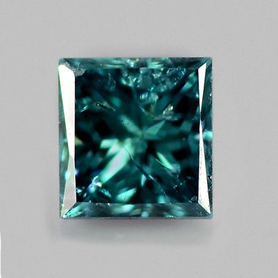 Bild 1 von 0.11 ct. Bezaubernder blauer 2.5 x 2.4 mm Diamant mit Karree- Prinzess- Schliff