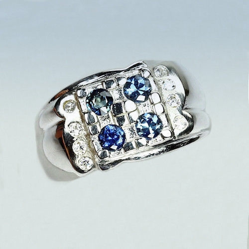 Bild 1 von Exzellenter 925 Silber Ring mit echten blauen Afrika Saphiren GR 54,5