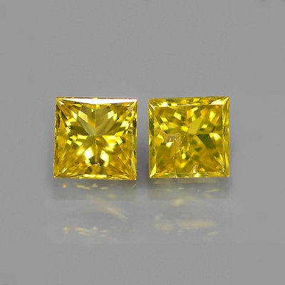 Bild 1 von 0.21 ct Exzellentes Paar Gelbe Prinzess- Schliff Diamanten, SI-1 (Gute Qualität)
