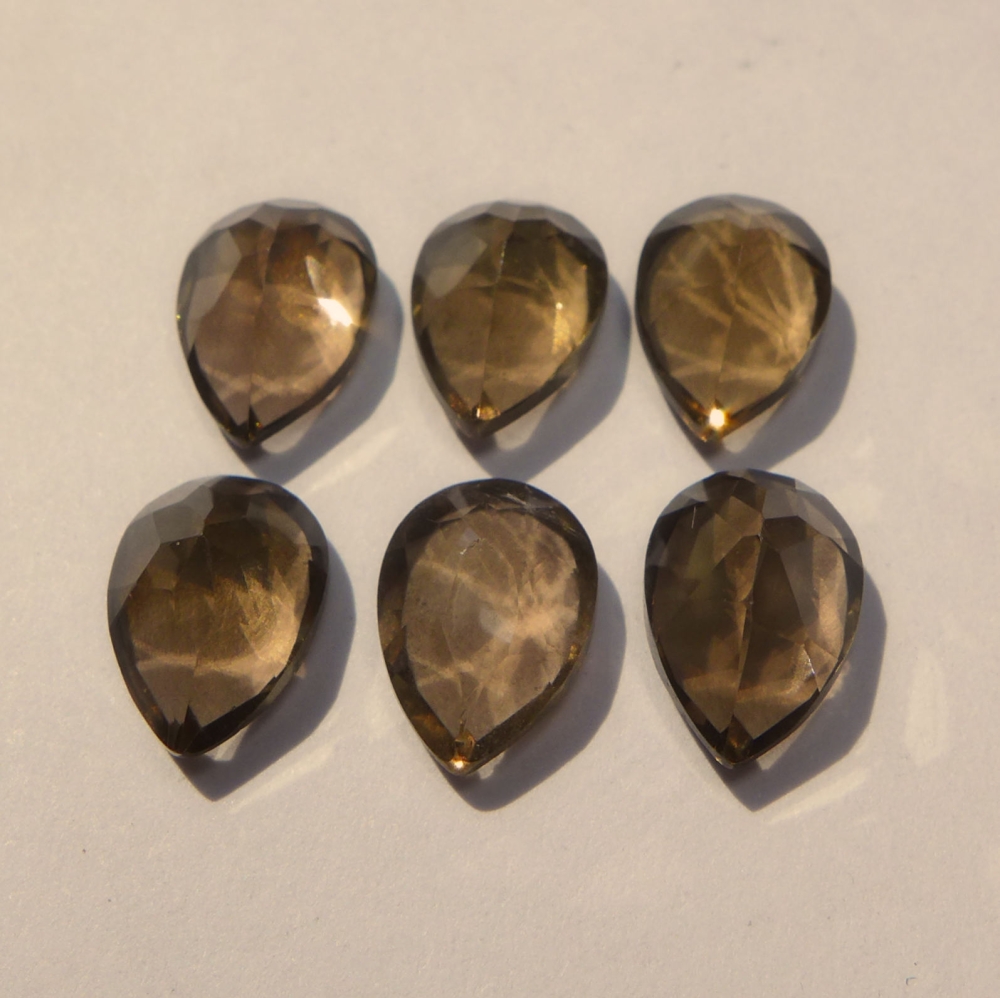 Bild 1 von 10.82 ct . 6 Stück augenreine 10 x 7 mm Rauchquarz Tropfen