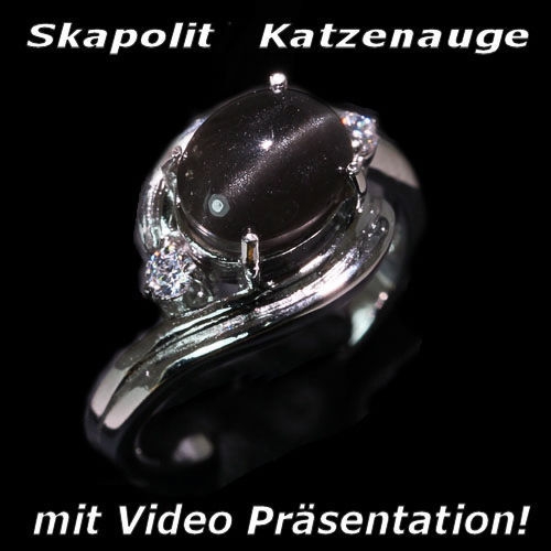 Bild 1 von Angebot!! 925 Silber Ring mit natürl. 9x7mm Skapolith Katzenauge GR 56,5
