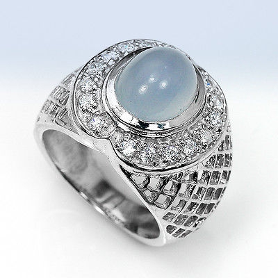 Bild 1 von Nobler 925 Silber Antik Style Ring mit 4.83 ct. Afrika Prehnit Edelst. GR 56,5