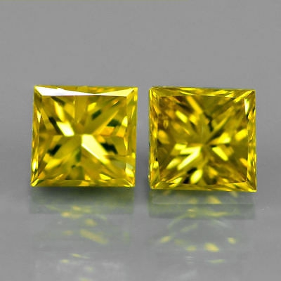 Bild 1 von 0.33 ct  Nobles Paar 2.8 mm Fancy Gelbe Prinzess Schliff Diamanten (VS-2 / SI-1)