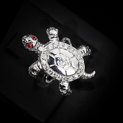 Bild 1 von Feiner 925 Silber Schildkröten Ring mit echten Tansania Saphir Edelsteinen GR 57