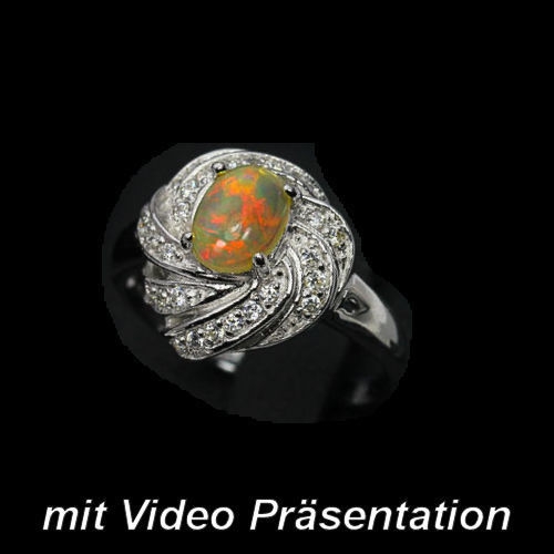 Bild 1 von Ansprechender 925 Silber Ring mit echtem 8 x 6 mm Multi- Color Welo Opal GR 57