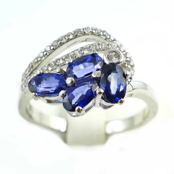 Bild 1 von 925 silver ring with Genuine Royal Blue Africa Sapphires Size 56.5 (Ø18 mm)