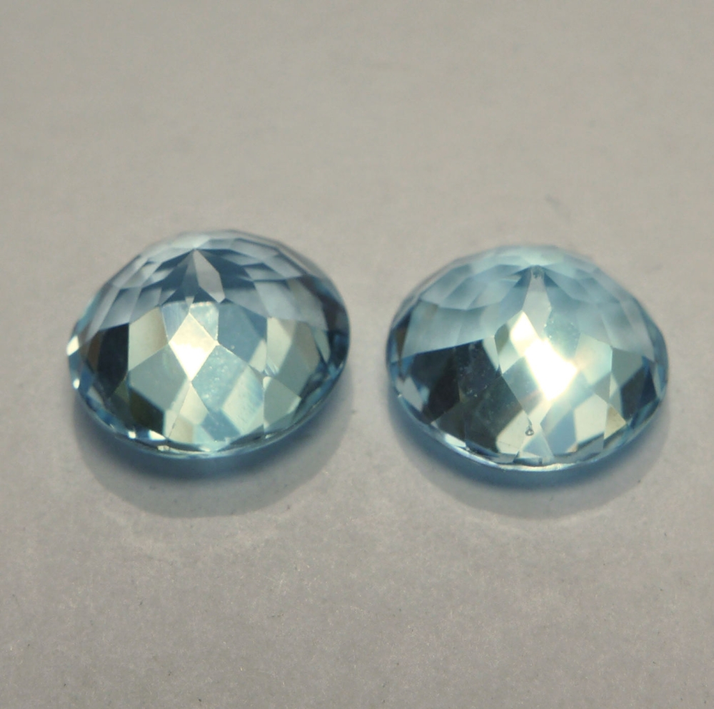 Bild 1 von 12.27 ct VVS! Perfektes Paar runde 11 mm Swiss Blue Topase