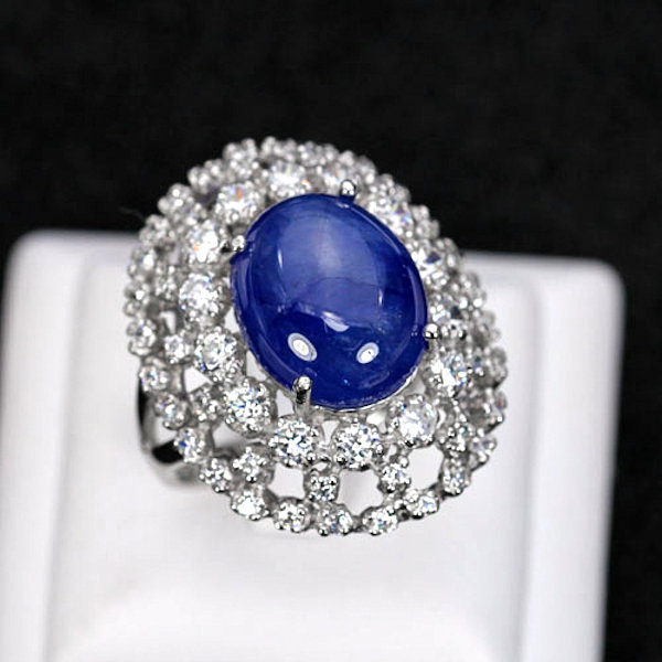 Bild 1 von Fantastic 925 Silver Ring with Royal Blue Africa Sapphire, SZ 8.25 (Ø 18.2 mm)