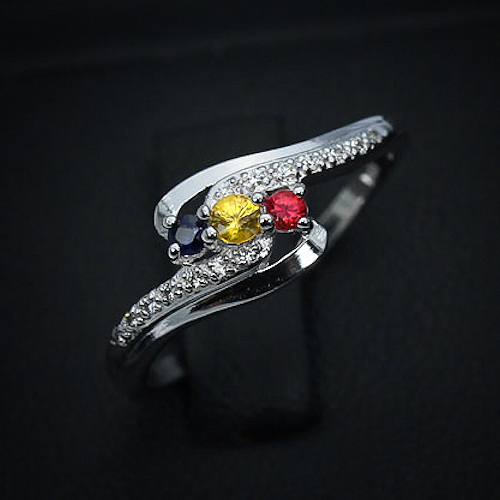 Bild 1 von Fine 925 Silver Ring with Multi Color Sapphires, SZ 8.5 (Ø 18.5 mm)