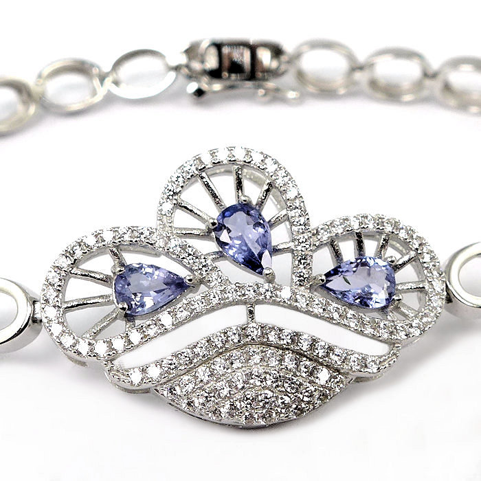 Bild 1 von Charming 925 Silver Bracelet with genuine Tanzanite Gemstones, 180 mm