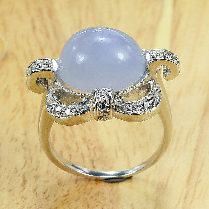 Bild 1 von 925 Silver Ring with Pastel Blue 13 x 11 mm Africa Chalcedony, SZ 7.25 (Ø 17.7 mm)