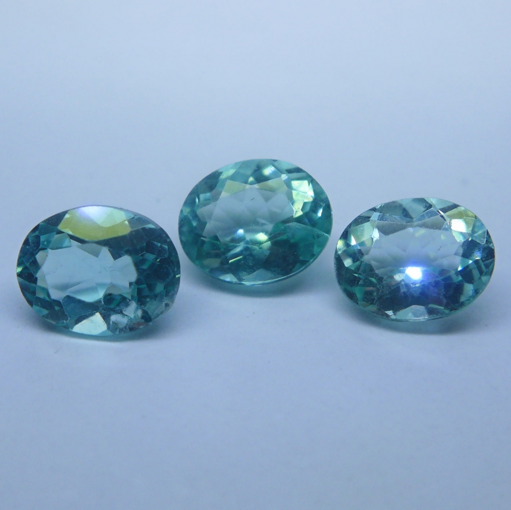 Bild 1 von 1.58 ct! 3 Pieces of Fine Natural Oval Paraiba Color Brazil Apatite Gems