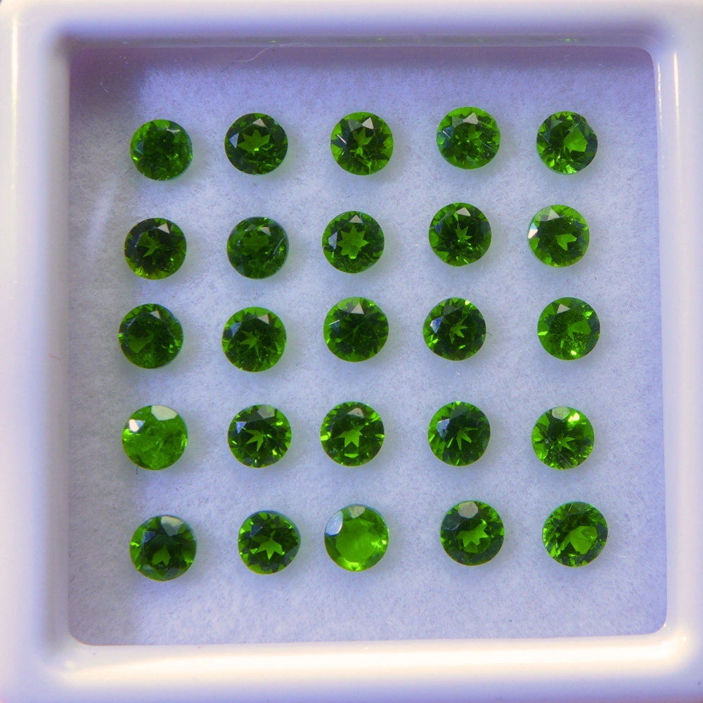 Bild 1 von 2 ct. 25 Stück runde natürliche  2.5 mm Chrom Diopsid Edelsteine
