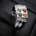 Bild 2 von 925 Silver Ring with Genuine Multi Color Tanzania Sapphires SZ 8.5 (18.5mm)