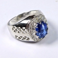 Bild 3 von 925 Silver Ring with Cornflower Blue Nepal Kyanite, SZ 8.5 (Ø 18.5 mm)