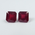 Bild 1 von 3.07 ct. Schönes Paar Blutrote 6 x 6 mm Mosambik Oktagon Rubine