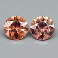 1.60ct Fancy Pair of round 5.3 mm Pink Champagne Tanzania Brilliant Cut Zircons