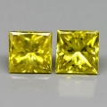 0.30 ct  Tolles Paar 3.0 mm Fancy Gelbe Prinzess Schliff Diamanten (SI-1)