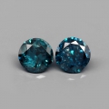 0.17 ct. Nice Pair Round 2.7 mm Fancy Blue Africa Diamonds, P1