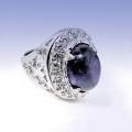 Bild 2 von Noble 925 Silver Ring with Violett-Blue Cabochon Iolithe SZ 6.75 (Ø 17.2 mm)