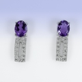 Bild 2 von 925 Silver Stud Earrings with genuine Bolivia Amethyst  Gemstones