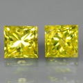 0.23ct Zauberhaftes Paar Gelbe Prinzess- Schliff Diamanten, SI-1 (Gute Qualität)