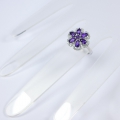 Bild 3 von 925 Silver Flower Earrings with genuine Amethyst Gemstones, SZ 8.25 (Ø 18,2 mm)