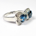 Bild 2 von Noble 925 Silver Ring with 2 London Blue Topaz Hearts, SZ 6 (Ø 16.5 mm)